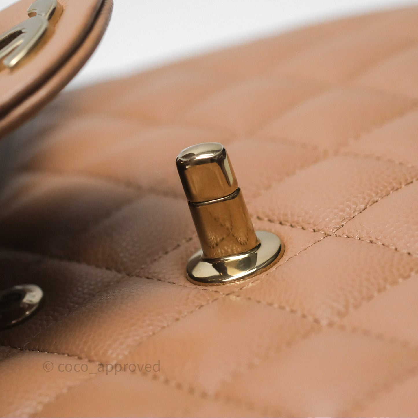 Chanel Small Classic Quilted Flap Dark Beige Caviar Gold Hardware