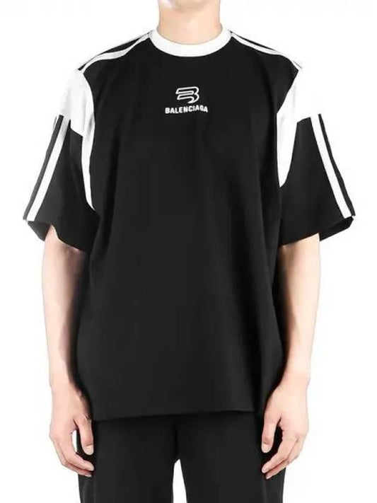 Luxury Balenciaga Sporty B Boxy Fit Short Sleeve T-shirt Black