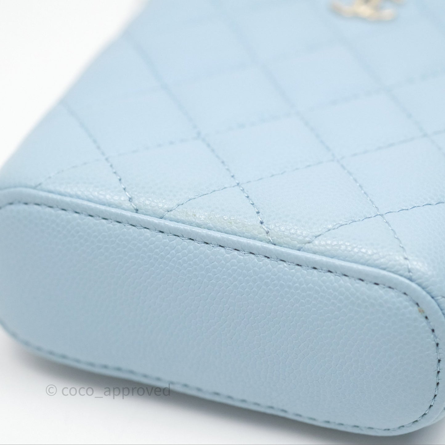 Chanel Classic Mini Vanity With Chain Light Blue Caviar Gold Hardware