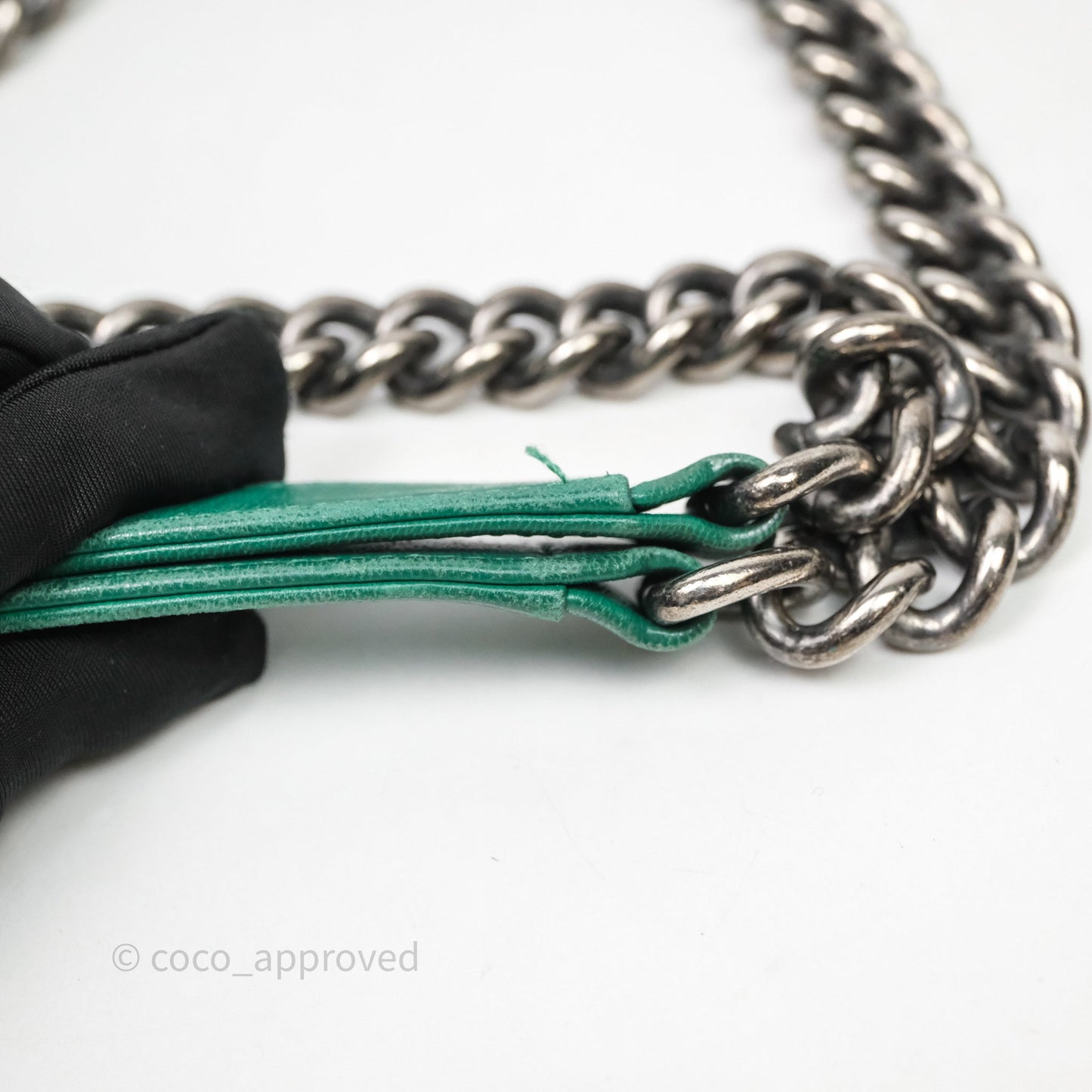Chanel Medium Boy Quilted Green Lambskin Ruthenium Hardware