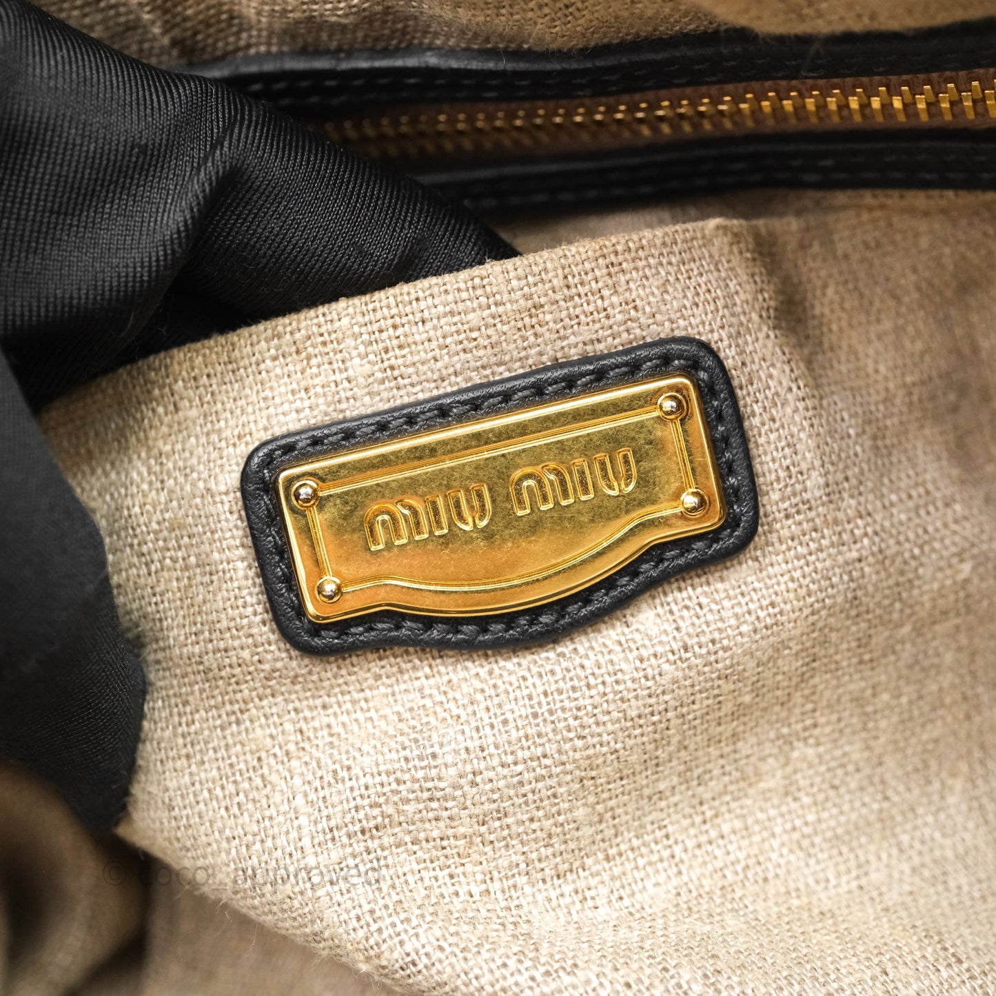 Miu Miu Vitello Tote Bag Black Gold Hardware