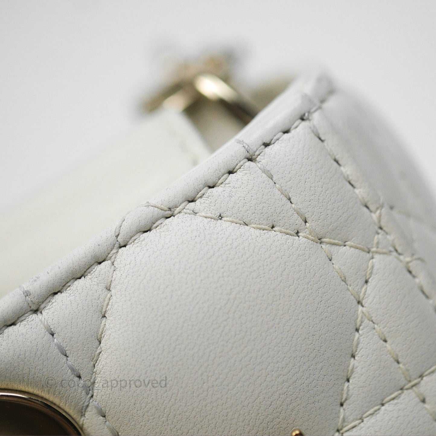 Dior Small Lady D-Joy Bag Ivory White Lambskin Cannage Gold Hardware