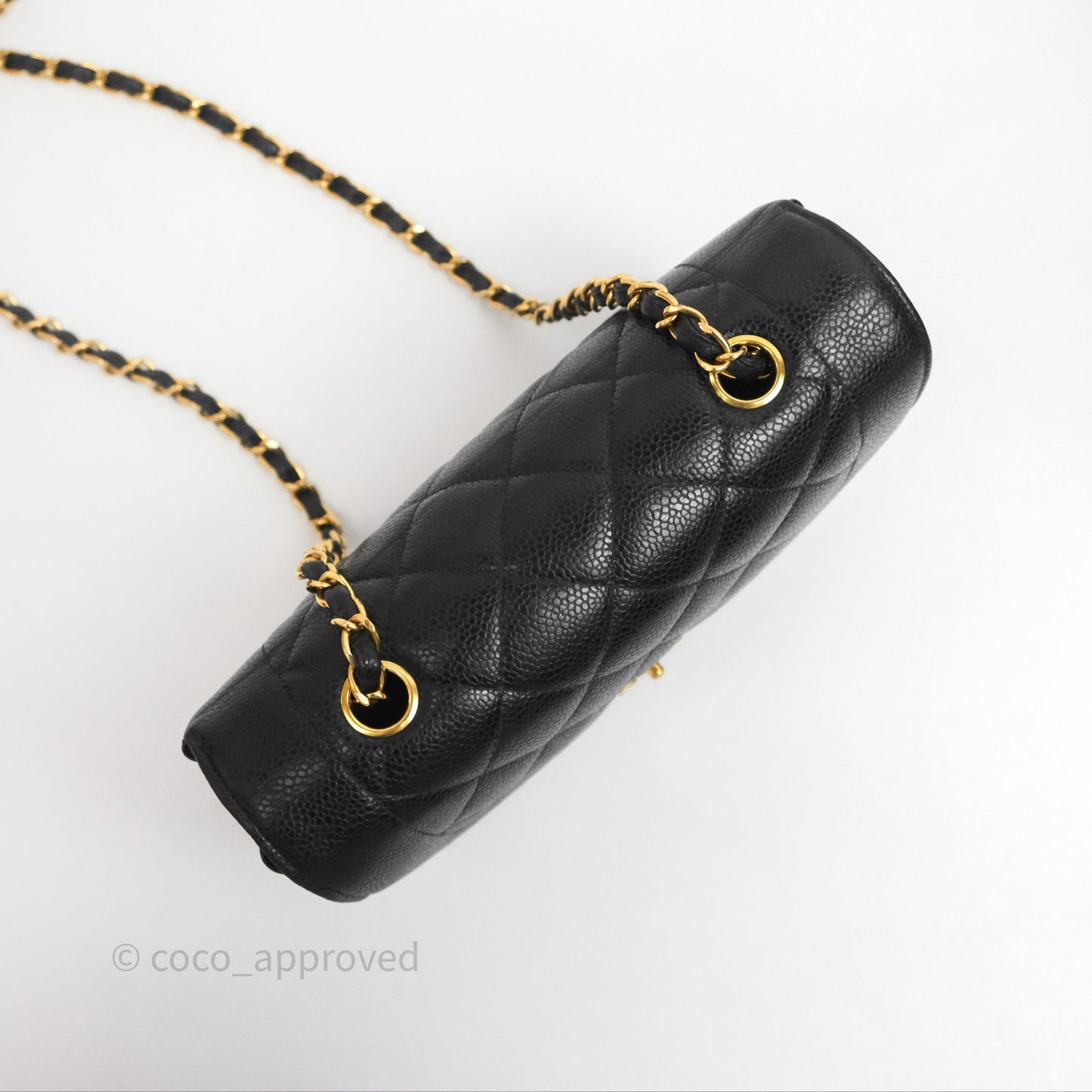 Chanel Small Vintage Quilted Classic Diana Flap Bag Black Caviar 24K Gold Hardware