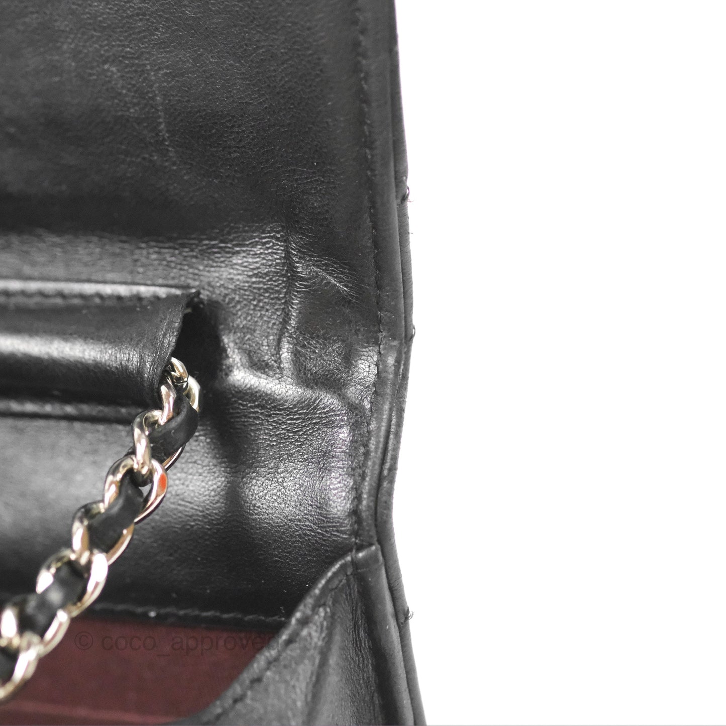 Chanel Classic Chevron Wallet on Chain WOC Black Lambskin Silver Hardware