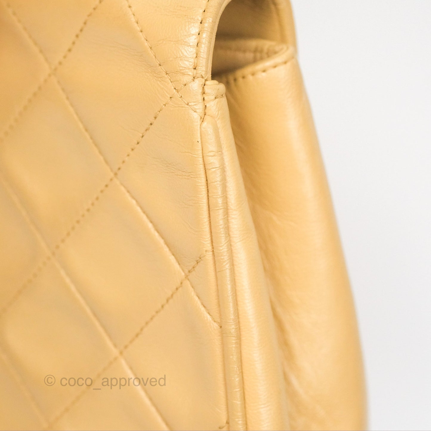 Chanel Vintage Round Flap Bag Quilted Beige Lambskin Gold Hardware