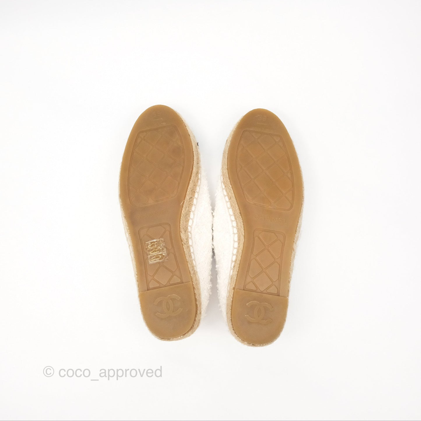 Chanel Espadrille Black White Tweed Size 39