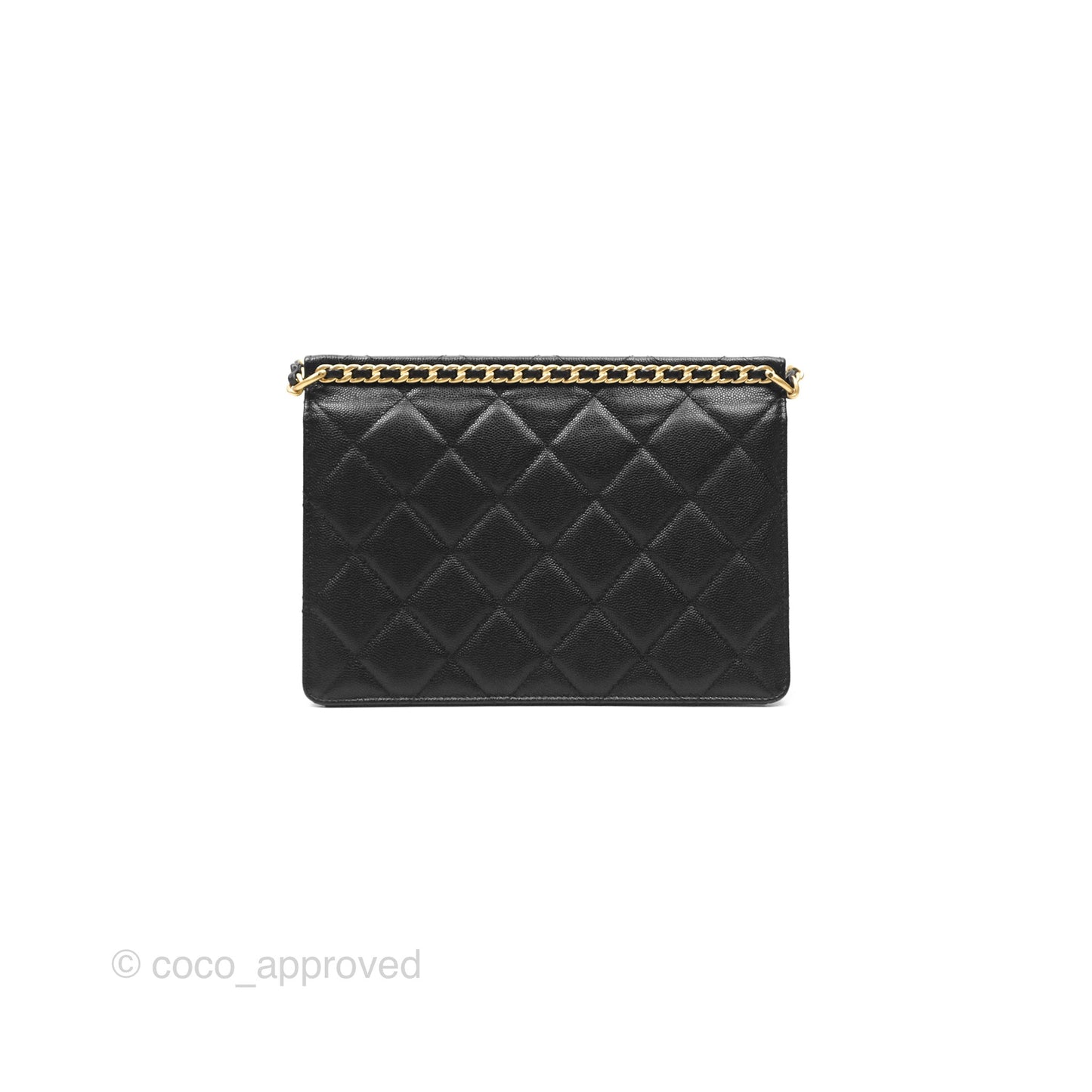 Chanel Chain Flap Bag Black Caviar Aged Gold Hardware 23A
