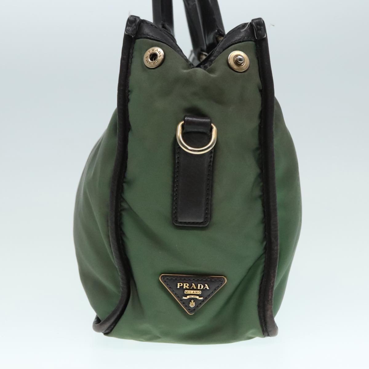 Luxury Prada Hand Bag Nylon 2way Khaki Gold  90222
