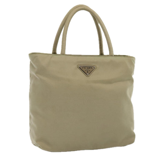 Luxury Prada Hand Bag Nylon Beige Silver  90224