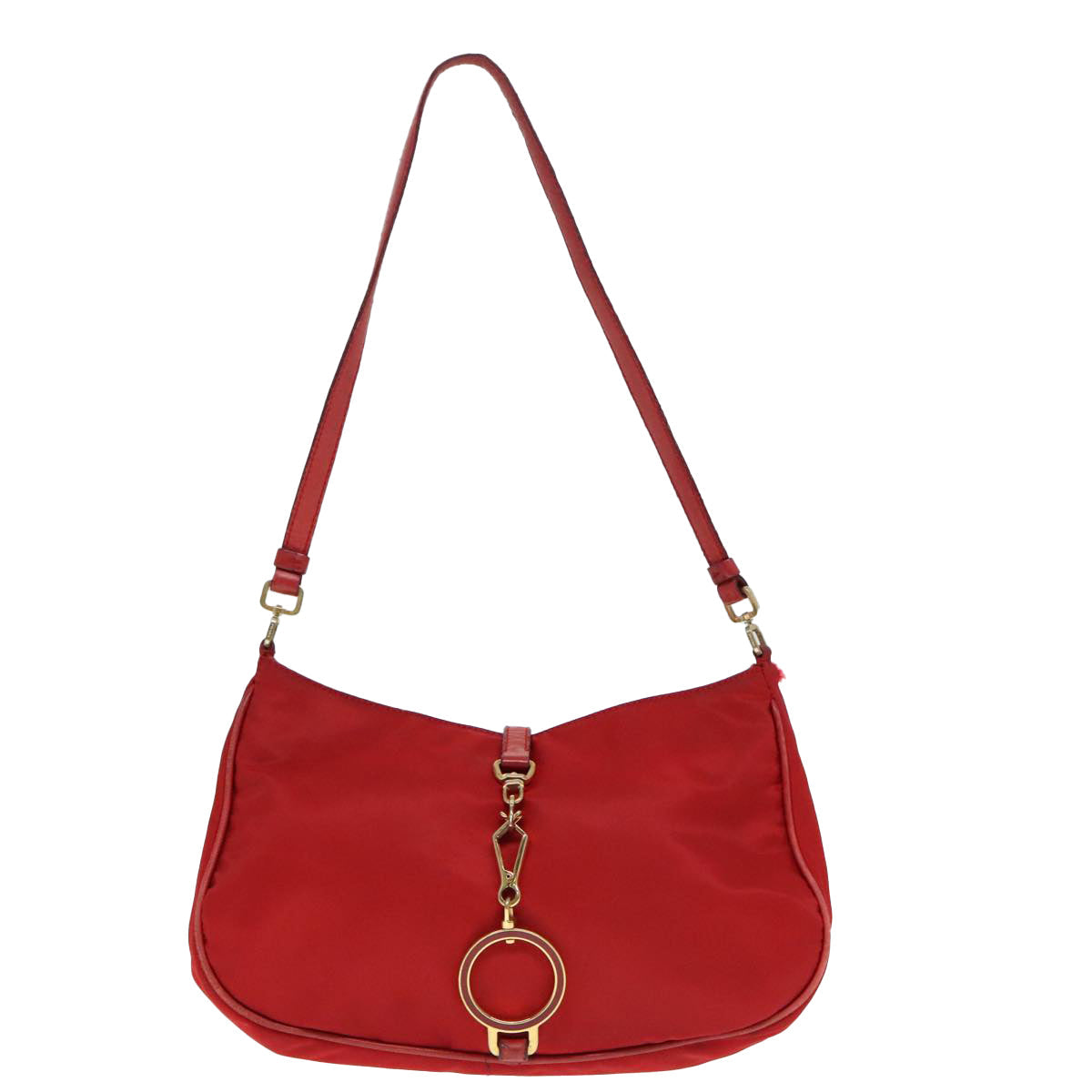 Luxury Prada Shoulder Bag Nylon Red Gold  90226