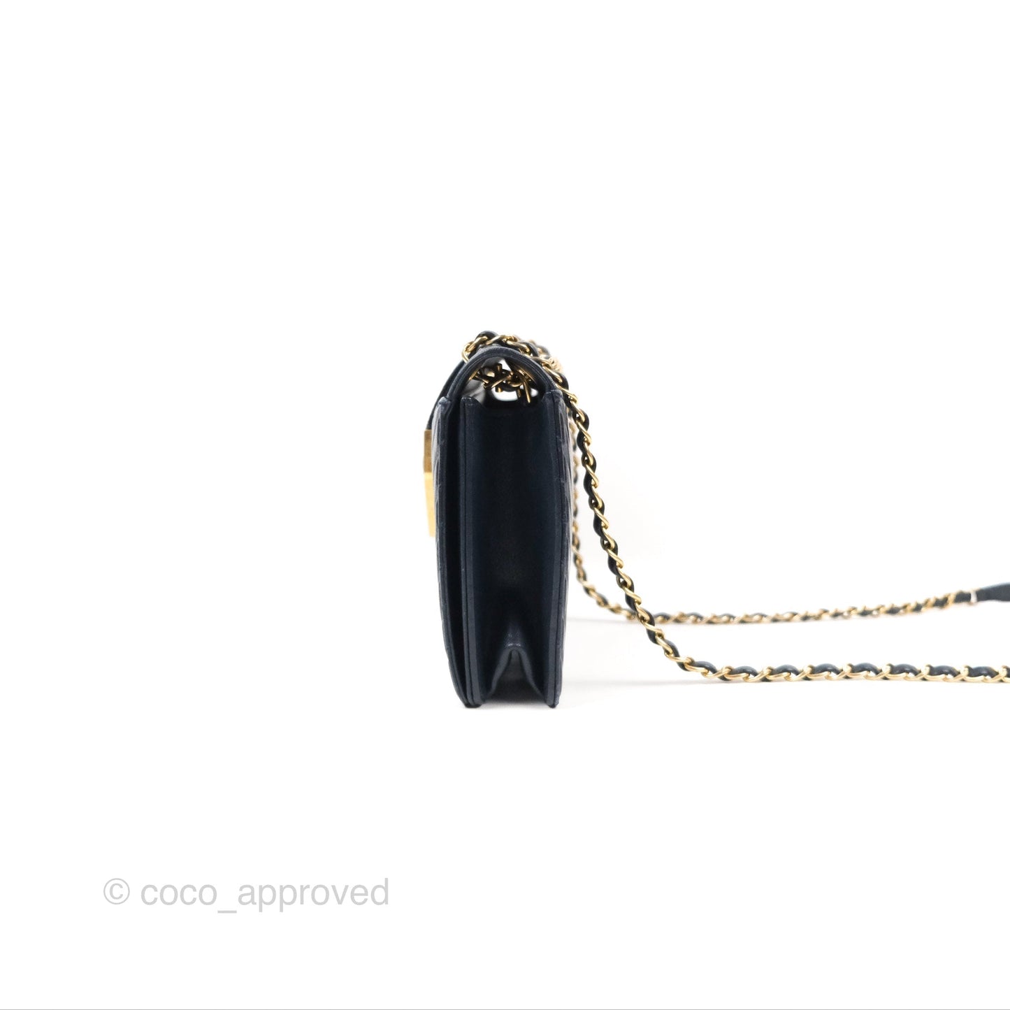 Chanel Mini Collar and Tie Flap Bag Chevron Navy Sheepskin Aged Gold Hardware