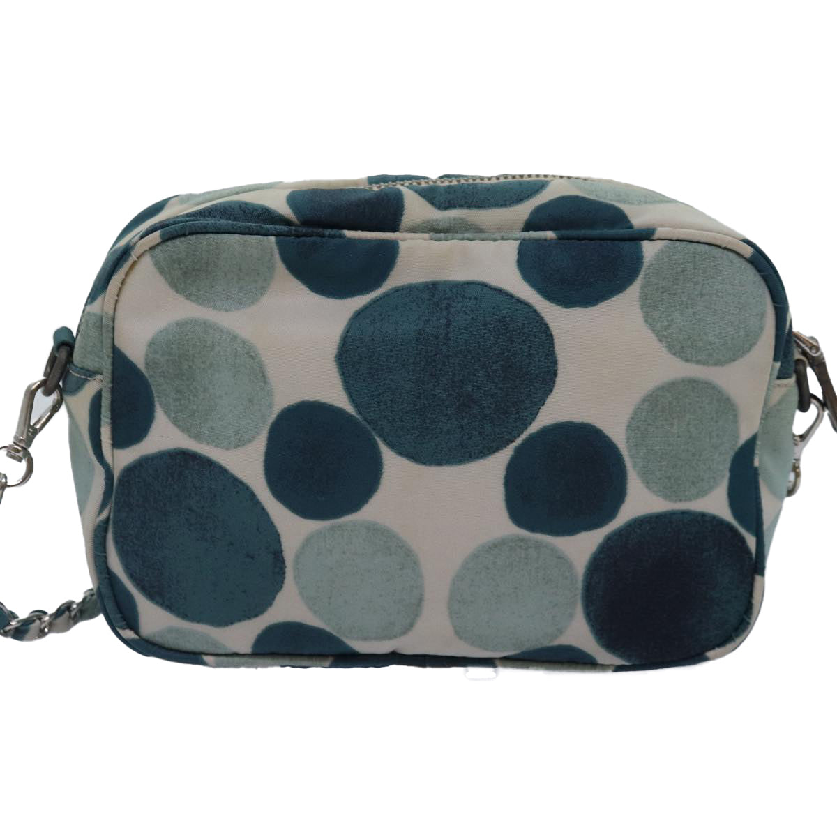 Luxury Prada Chain Shoulder Bag Nylon Blue Silver  90232