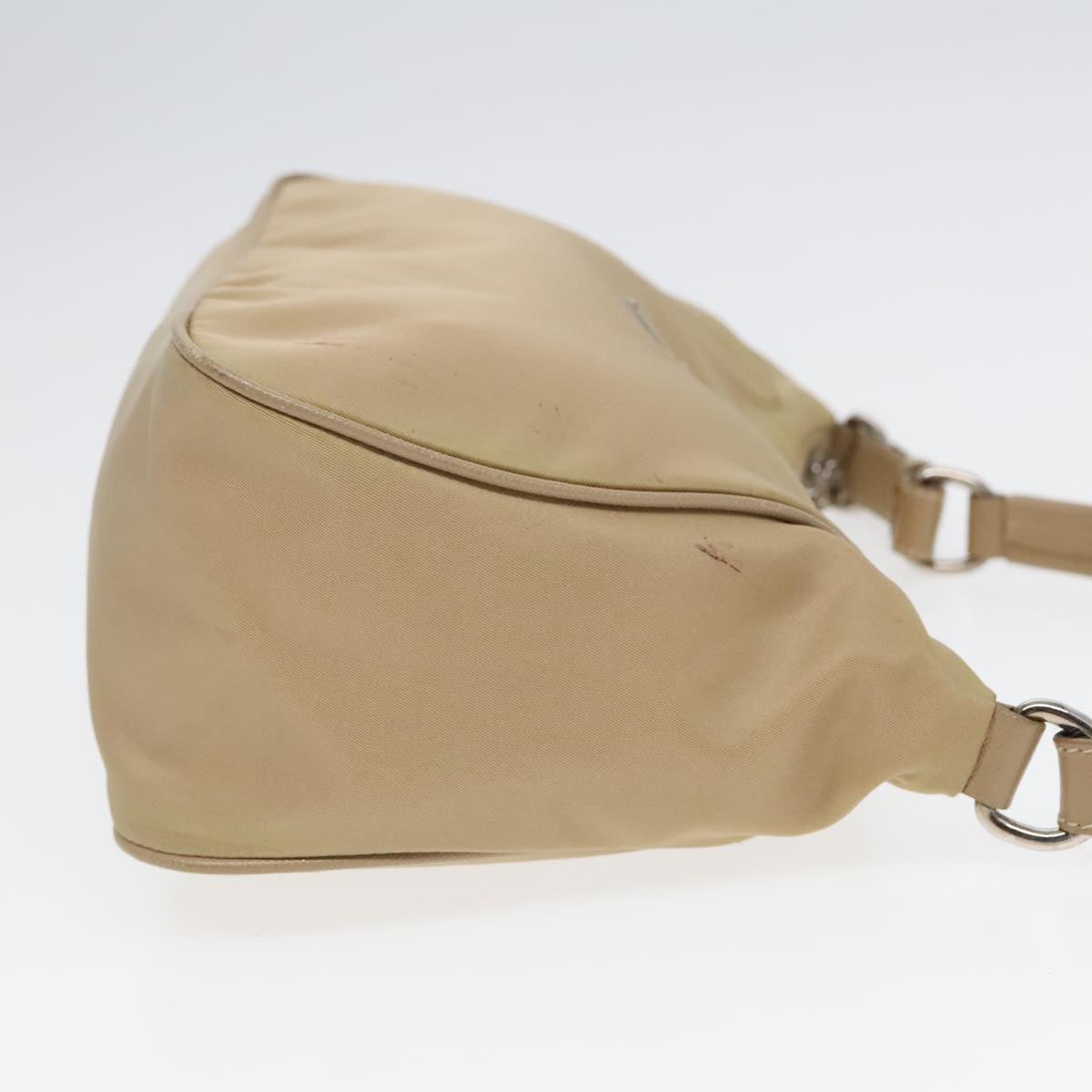 Luxury Prada Shoulder Bag Nylon Beige Silver  90237