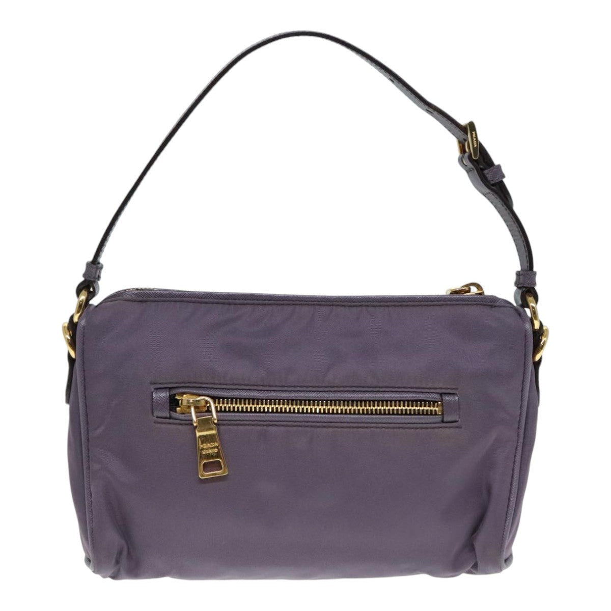 Luxury Prada Hand Bag Nylon Leather Purple Gold  90238