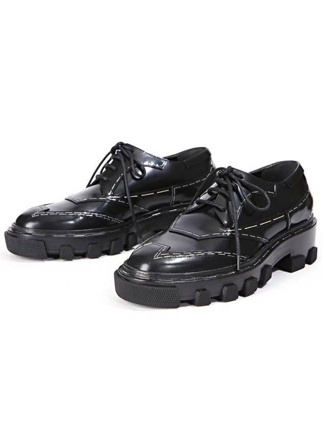 Luxury Balenciaga Topstitched Leather Derby Black
