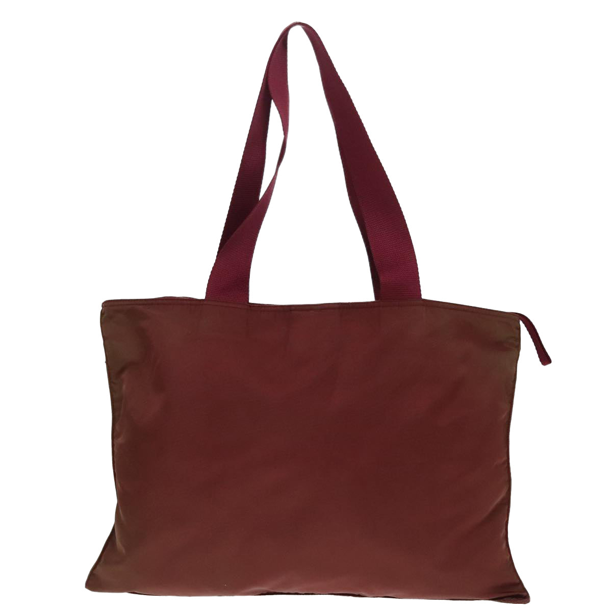 Luxury Prada Tote Bag Nylon Wine Red Silver  90243