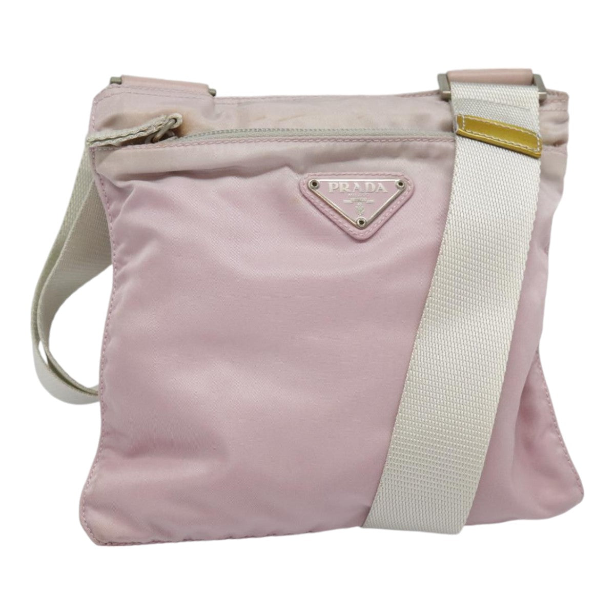 Luxury Prada Shoulder Bag Nylon Pink Silver  90260