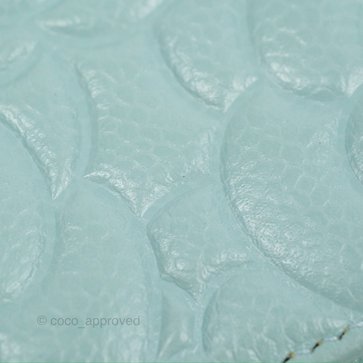 Chanel Camellia Embossed Round Clutch With Chain Light Tiffany Blue Caviar