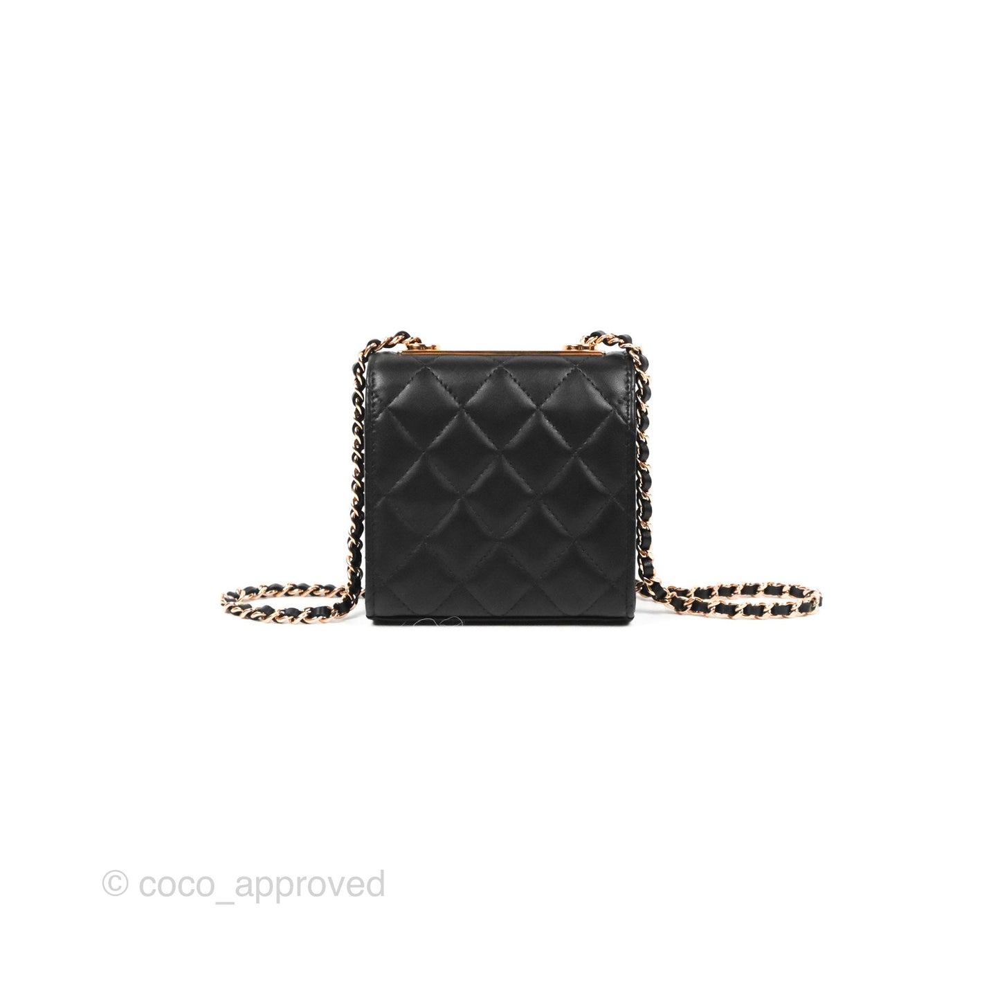 Chanel Mini Quilted Trendy CC Clutch With Chain Black Lambskin Rose Gold Hardware