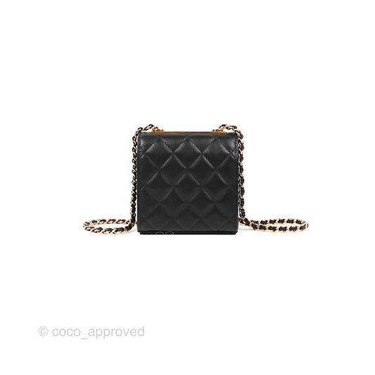 Chanel Mini Quilted Trendy CC Clutch With Chain Black Lambskin Rose Gold Hardware
