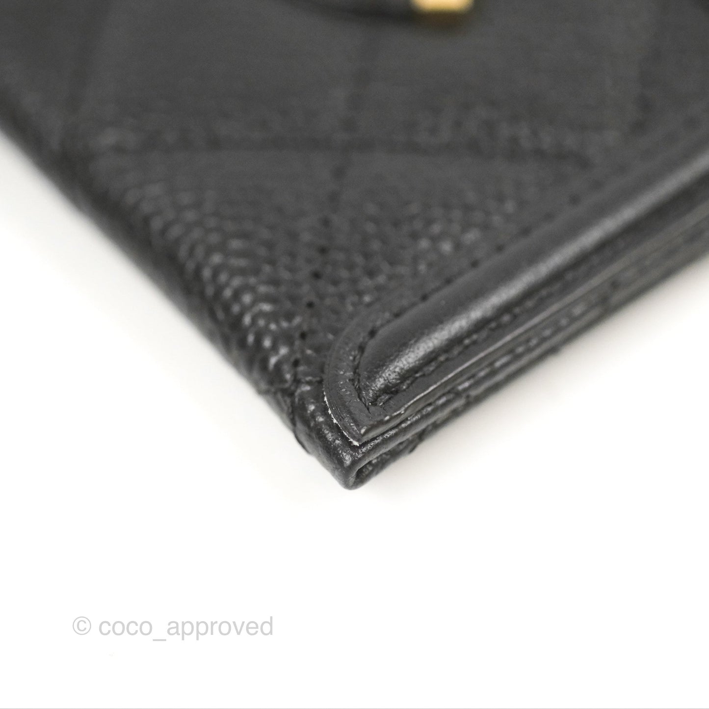 Chanel Filigree CC Flat Card Holder Black Caviar Gold Hardware