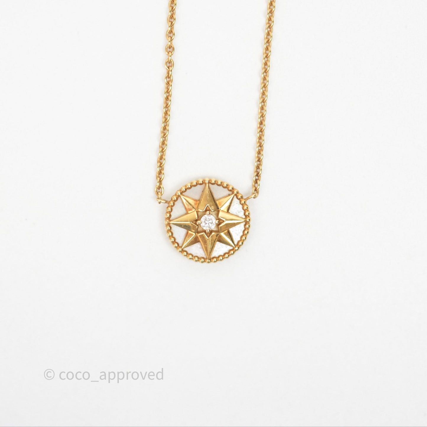 Dior Rose des Vents Necklace Yellow Gold Diamond Mother of Pearl