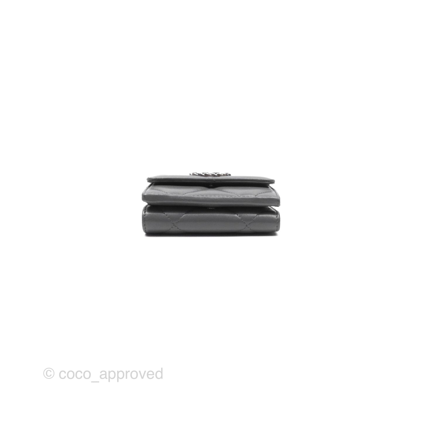 Chanel 19 Grey Short Trifold Wallet Lambskin Silver Hardware