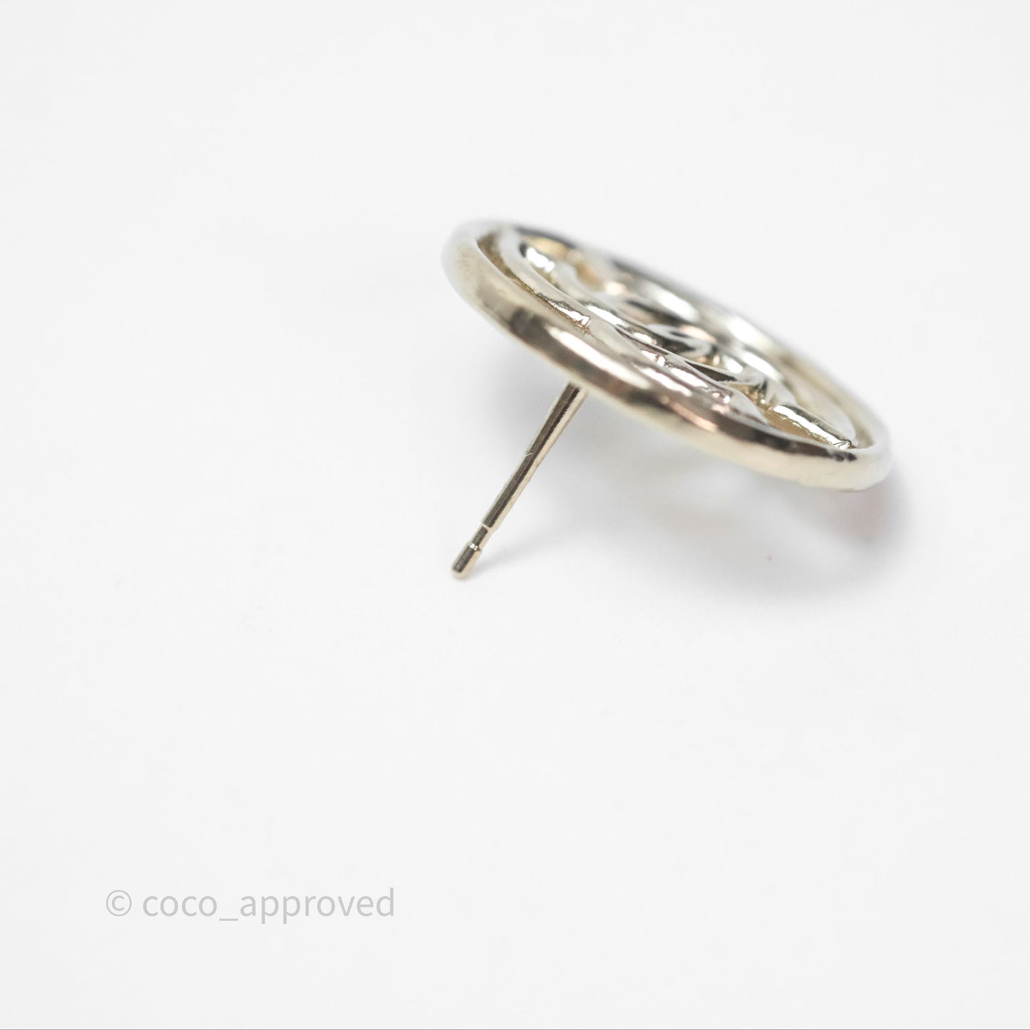 Chanel CC Round Earrings Gold Tone 17C