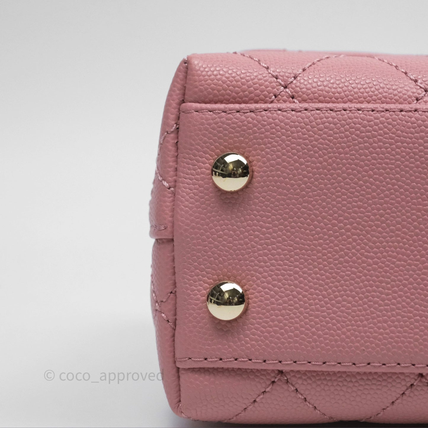 Chanel Mini Coco Handle Quilted Pink Caviar Gold Hardware