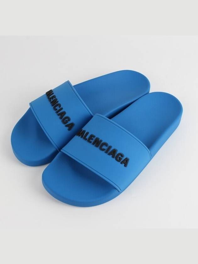 Luxury Balenciaga logo slippers blue 40 250