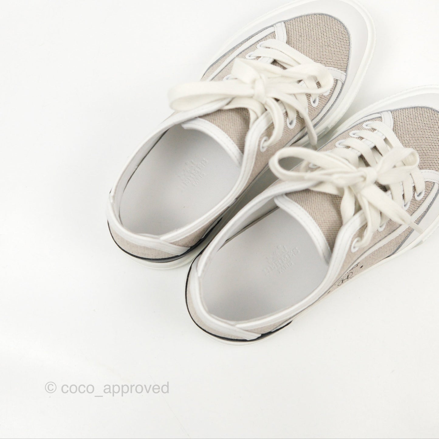 Hermes Get Sneaker Prunoir / Blanc H Canvas Calfskin
