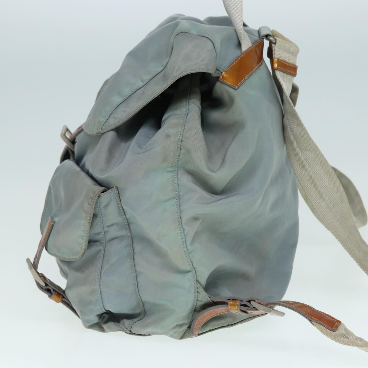 Luxury Prada Backpack Nylon Light Blue Silver  90336