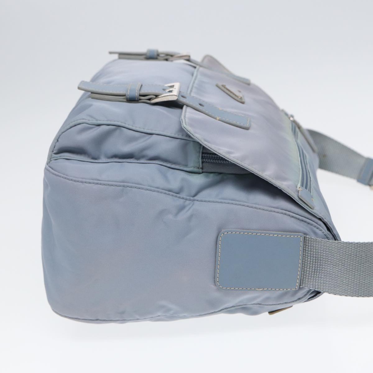 Luxury Prada Shoulder Bag Nylon Light Blue Silver  90337