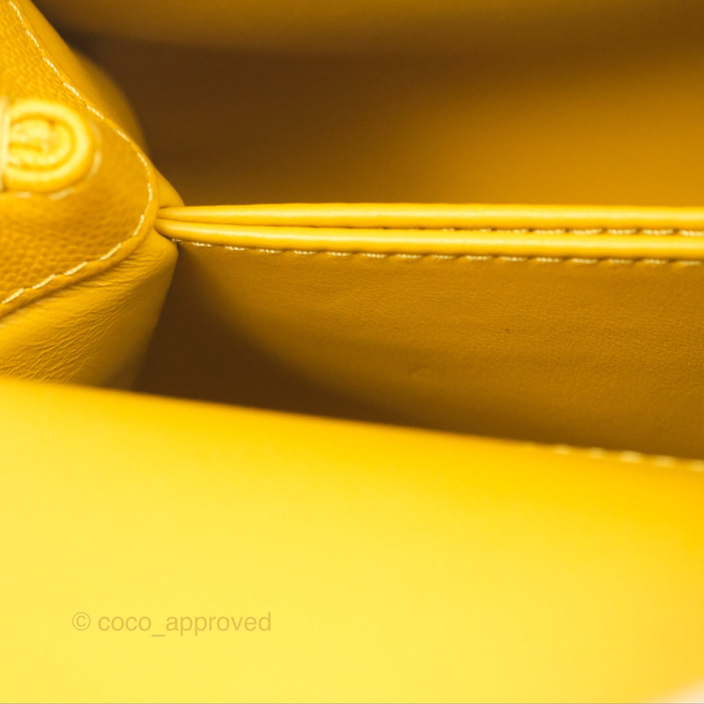 Chanel Small Coco Handle Mustard Yellow Caviar Gold Hardware