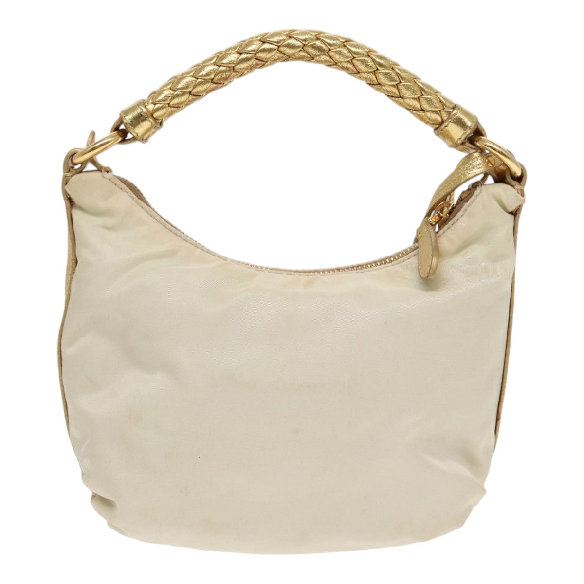 Luxury Prada Hand Bag Nylon Cream Gold  90344