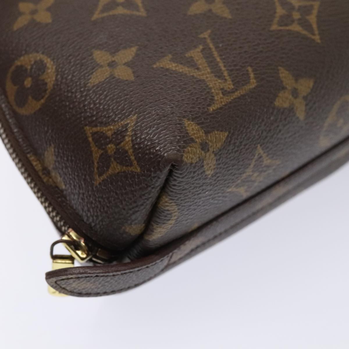 LOUIS VUITTON Monogram Trousse Demi Ronde Cosmetic Pouch M47520 LV 90360