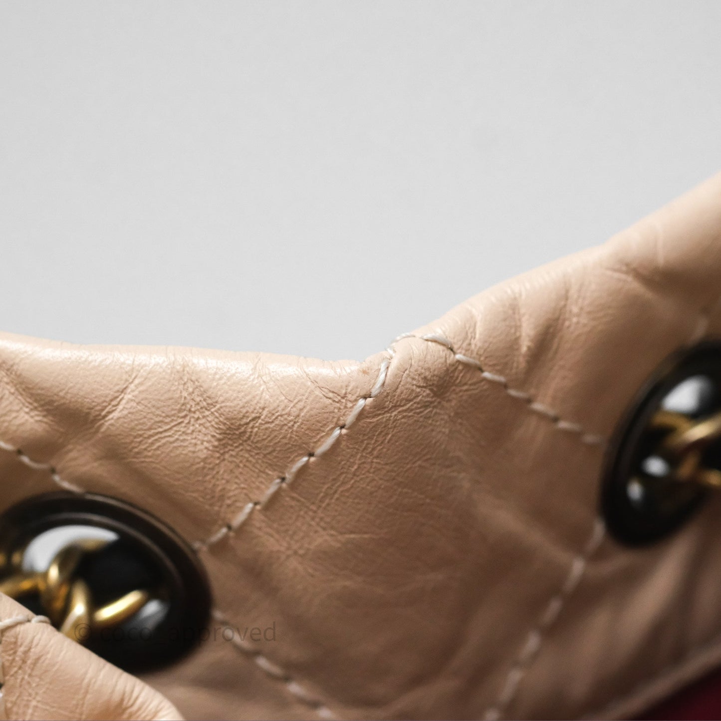 Chanel Small Gabrielle Backpack Beige Black Aged Calfskin