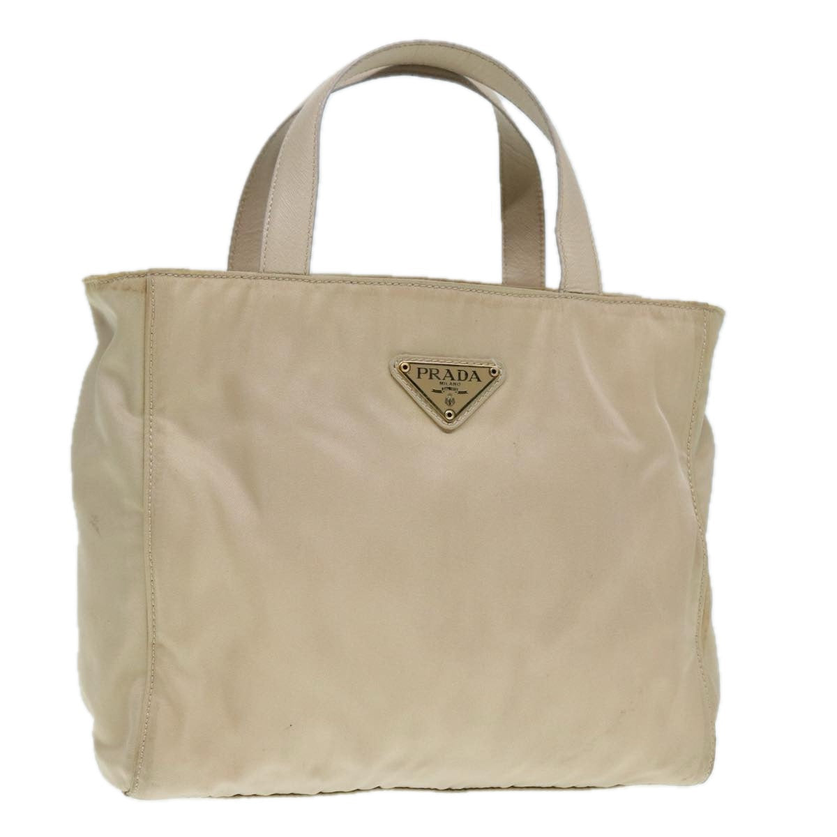 Luxury Prada Hand Bag Nylon Beige Gold  90379
