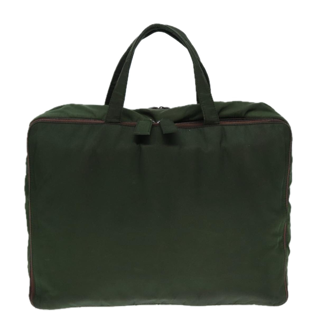 Luxury Prada Hand Bag Nylon Khaki Silver  90380