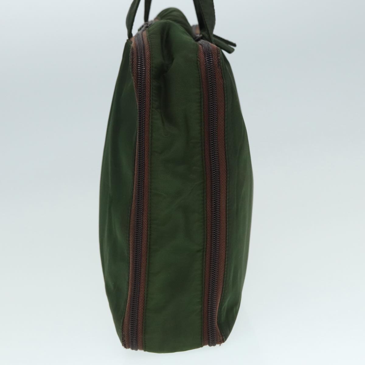 Luxury Prada Hand Bag Nylon Khaki Silver  90380