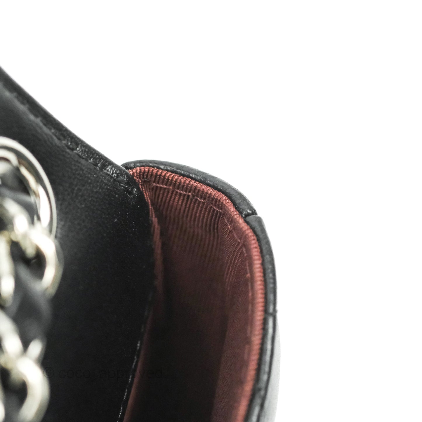 Chanel Mini Card Holder Chain Belt Bag Black Lambskin Silver Hardware 21B
