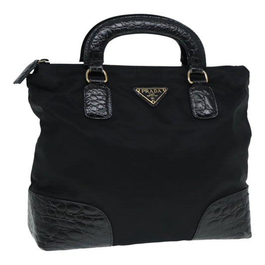 Luxury Prada Hand Bag Nylon Black Gold  90383
