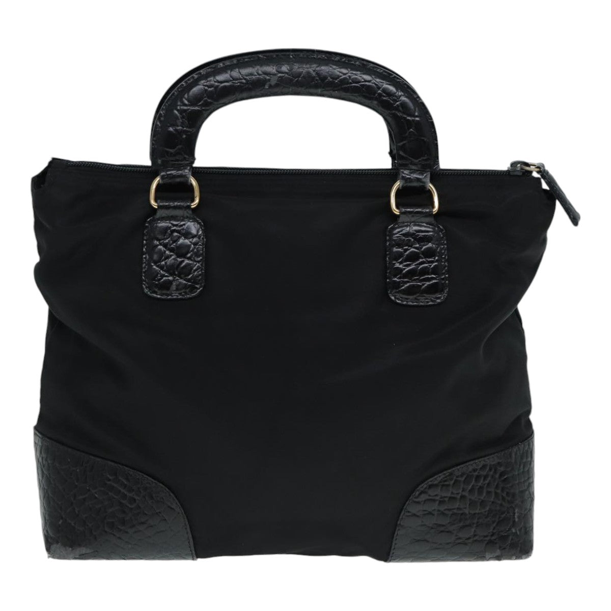 Luxury Prada Hand Bag Nylon Black Gold  90383