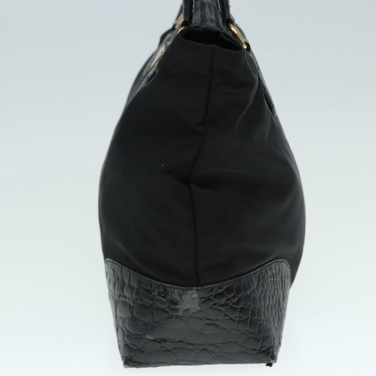 Luxury Prada Hand Bag Nylon Black Gold  90383