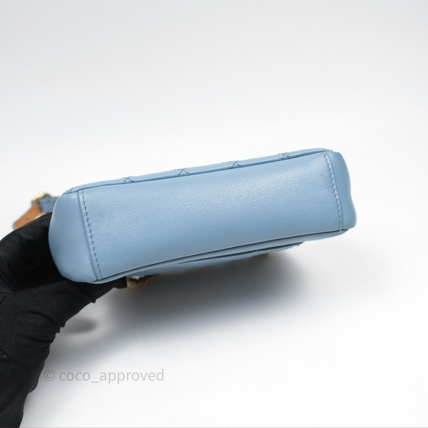 Chanel Curved Flap Bag Blue Lambskin Aged Gold Hardware