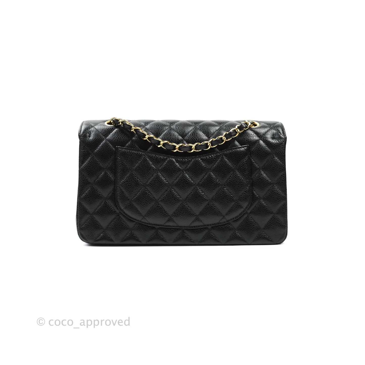 Chanel Quilted M/L Medium Double Flap Black Caviar Gold Hardware
