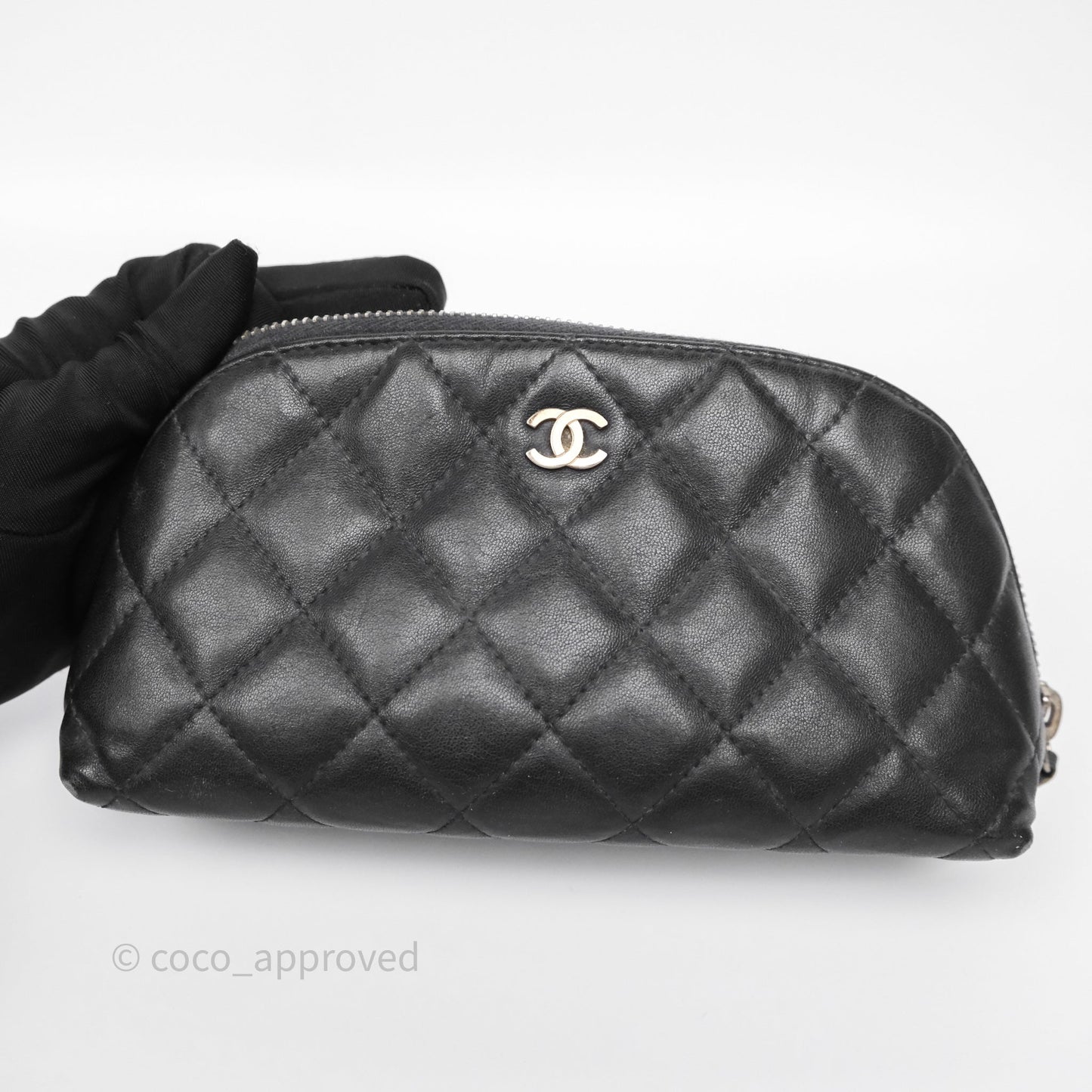 Chanel Cosmetic Case Black Calfskin Silver Hardware