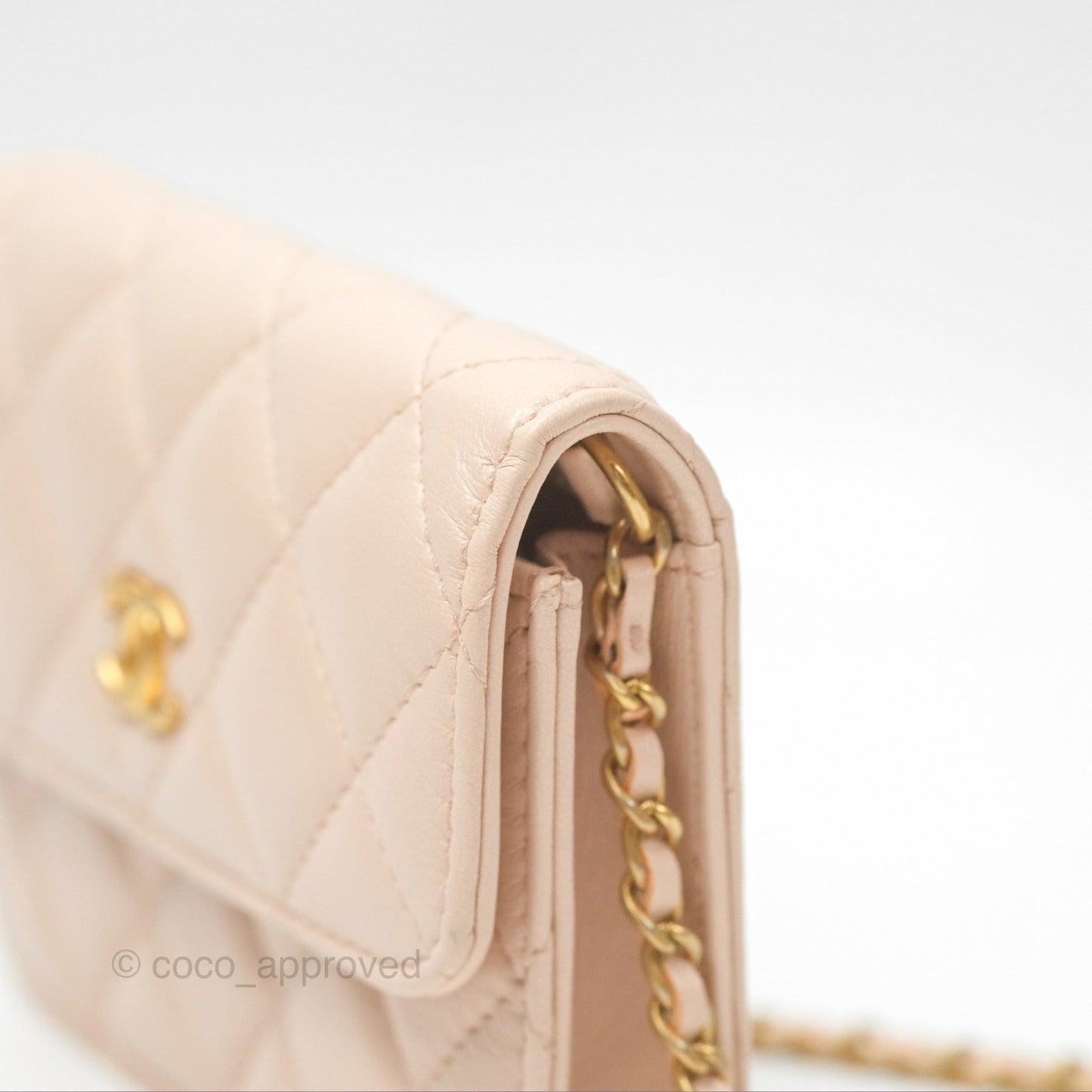 Chanel Mini Pearl Crush Clutch With Chain Belt Rose Clair Pink Aged Gold Hardware