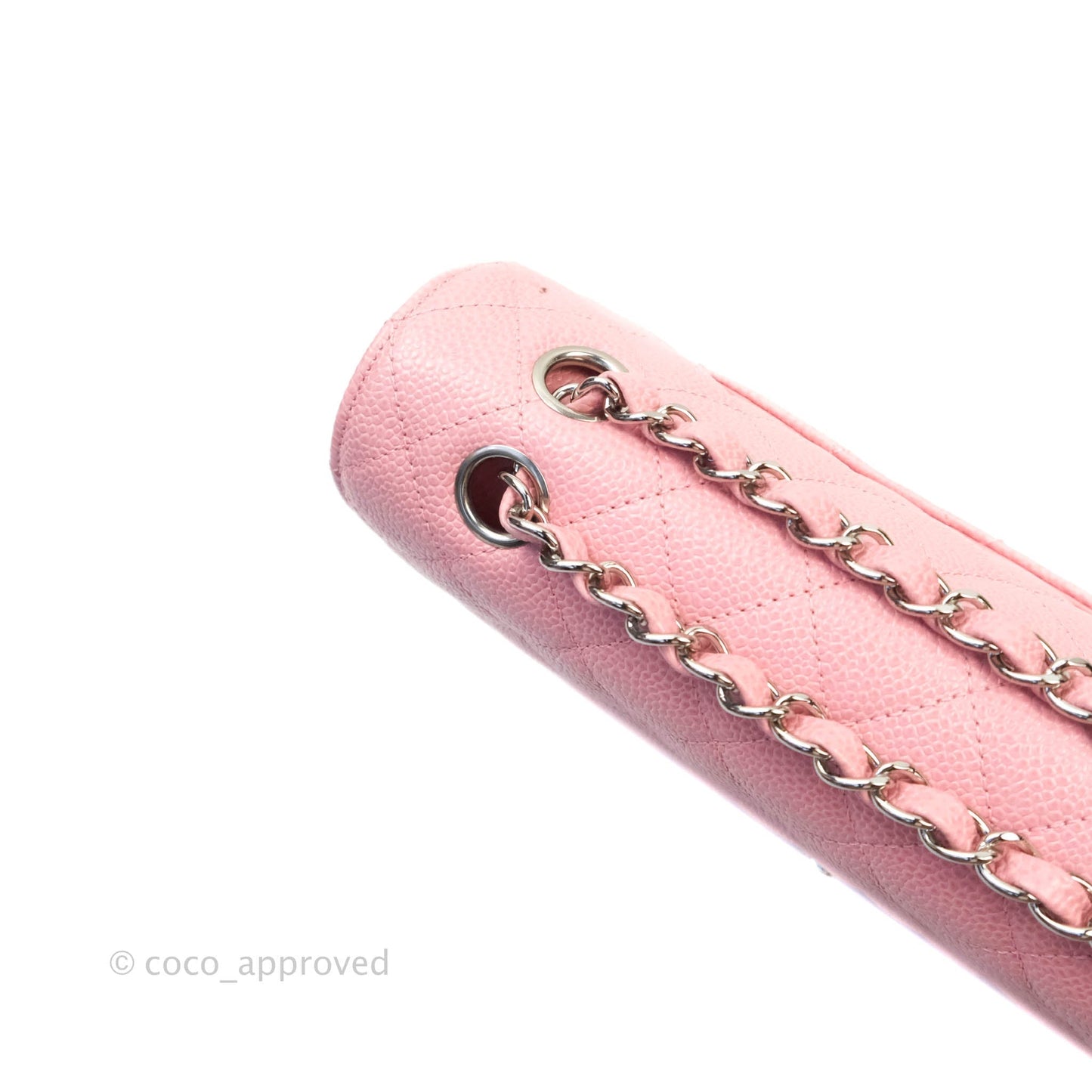 Chanel Quilted M/L Medium Double Flap Pink Caviar Silver Hardware