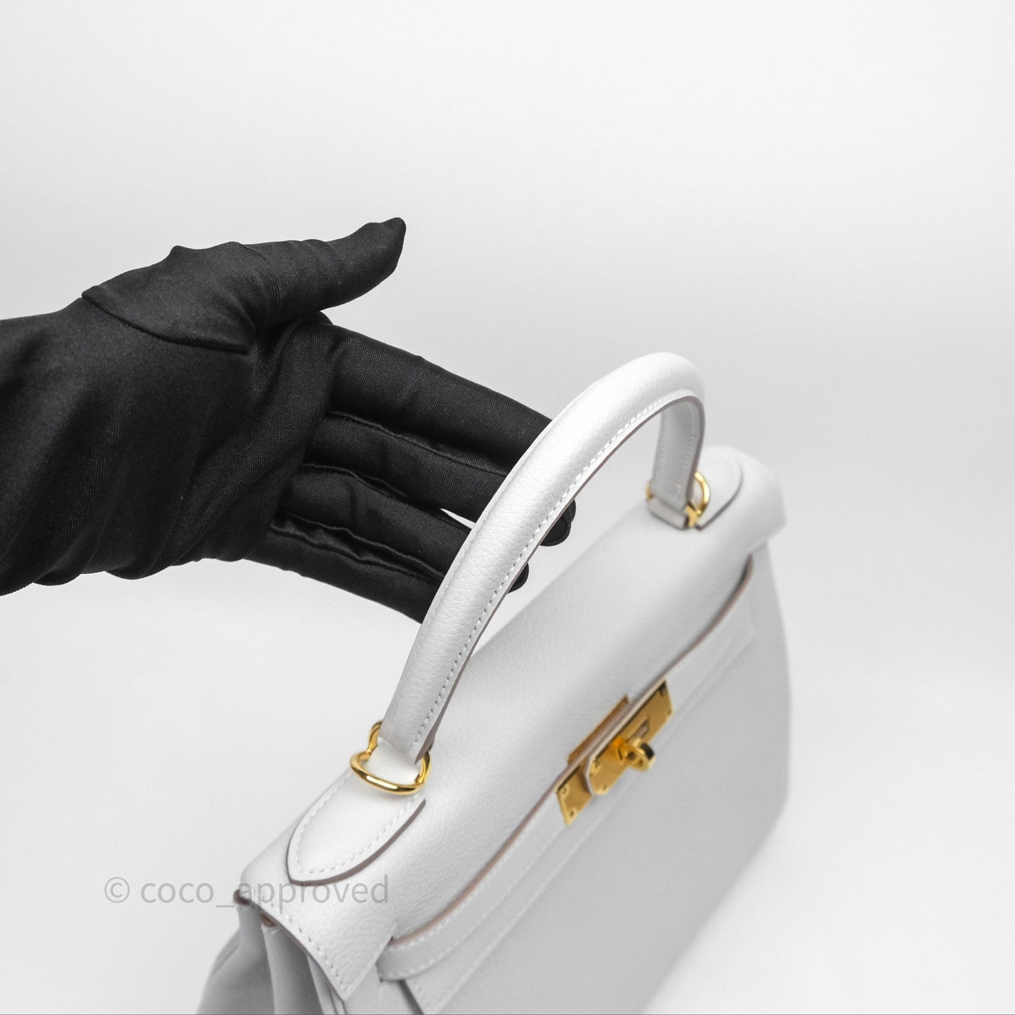 Hermès Kelly II 28 Retourne Gris Pale M4 Togo Gold Hardware